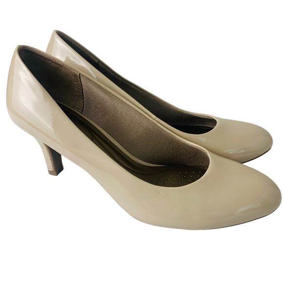 Life Stride Sz 9 Soft System Parigi Kitten Heel Pumps Beige Nude Slip On Comfort - Picture 3 of 13